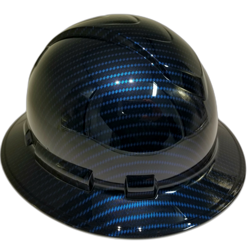 Full brim hard hat hydro-dipped deep blue candy carbon fiber - Image 1