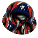 Puerto Rico Flag in Your Face Custom Hydro Dipped Full Brim Hard Hat - Right Side View