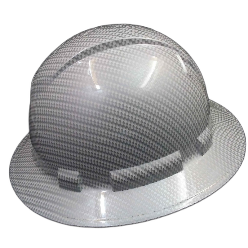 White Carbon Fiber Weave hard hat right side view