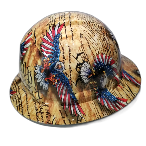 We the People Eagles Constitution Custom Hydro Dipped Full Brim Hard Hat - Right Side View