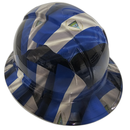 Full brim hard hat hydro-dipped in Nicaragua Country Flag 🚩 - Image 4