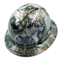 Classic Western Gunslinger Art Custom Hydro Dipped Full Brim Hard Hat - Detail Close-Up