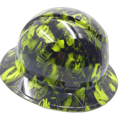 Full brim hard hat hydro-dipped , Green Tattoo Babes Bandito - Image 2