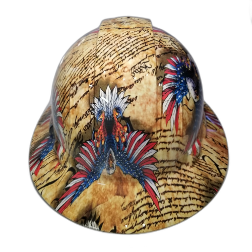 We the People Eagles Constitution Custom Hydro Dipped Full Brim Hard Hat - Back View