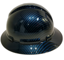 Deep Blue Candy Carbon Fiber Custom Hydro Dipped Full Brim Hard Hat - Back View