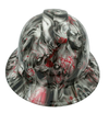 Deep Red Skull Art Custom Hydro Dipped Full Brim Hard Hat - Front View