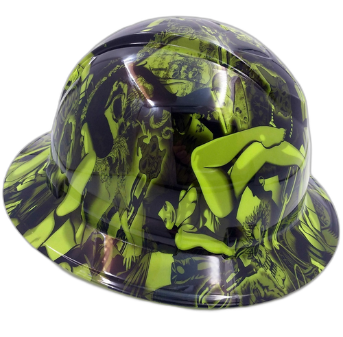Hard hat full brim hydro-dipped , Lime Biker Babes - Image 2