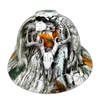 Snow Buck Camo Deer Hunter Custom Hydro Dipped Full Brim Hard Hat - Front View