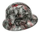 Deep Red Skull Art Custom Hydro Dipped Full Brim Hard Hat - Right Side View