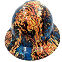 Ice Blue Skull Art Custom Hydro Dipped Full Brim Hard Hat - Back View
