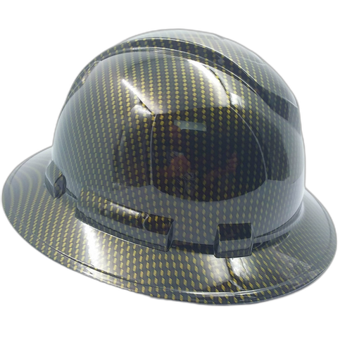 Full brim hard hat hydro-dipped , Gold Candy Carbon Fiber - Image 2