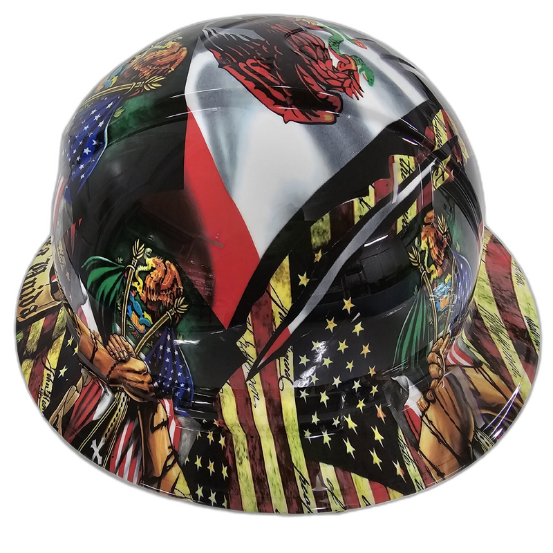 Mexican American Raza Unida hard hat right side view