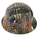 Red White Blue Patriot Custom Hydro Dipped Full Brim Hard Hat - Right Side View