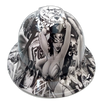 White Bones Skull Art Custom Hydro Dipped Full Brim Hard Hat - Front View