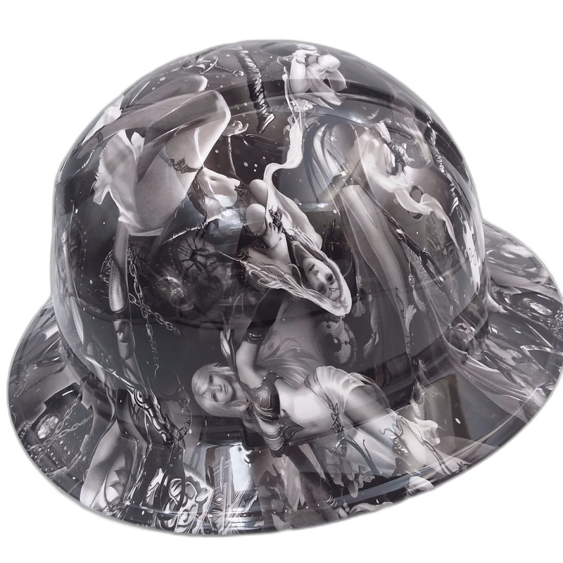 Dark Fantasy Warrior Women Art hard hat right side view