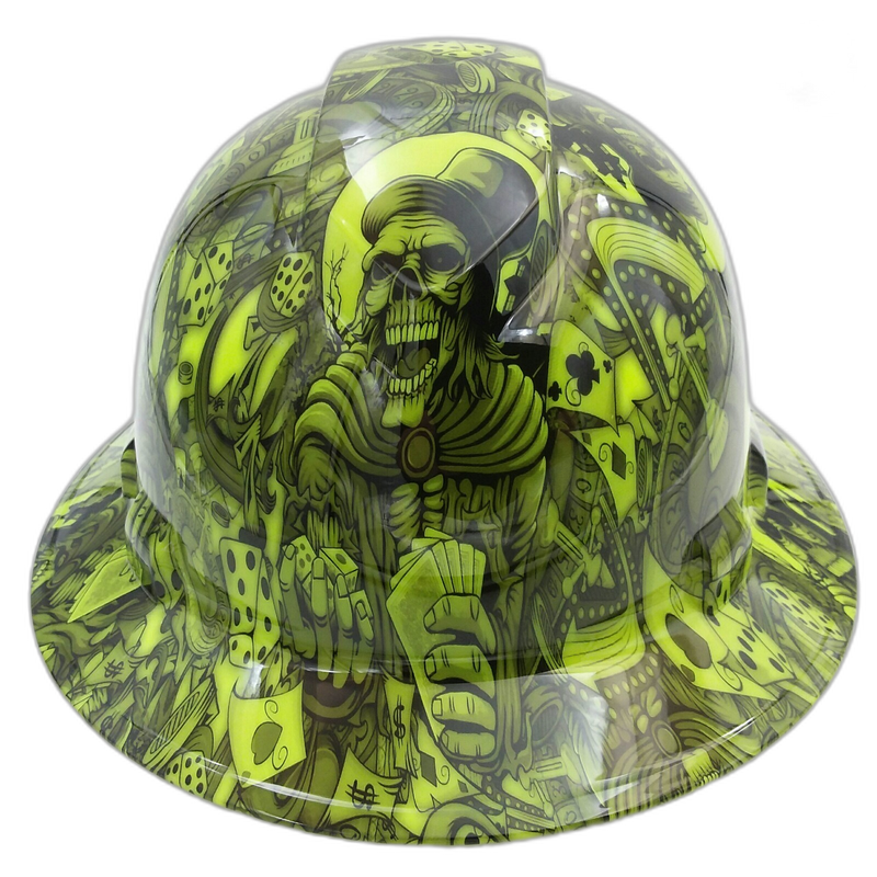 Full brim hard hat hydro-dipped , Dealers Choice Lime - Image 1
