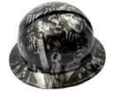 Silver Grim Reaper Skull Custom Hydro Dipped Full Brim Hard Hat - Right Side View
