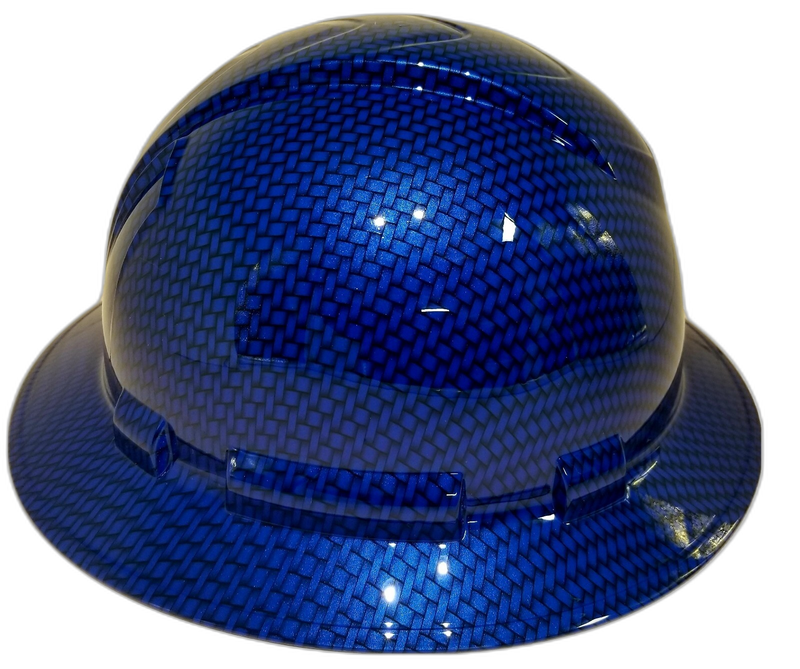Electric Blue Carbon Fiber hard hat left side view