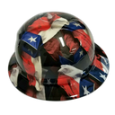 Big Texas Flag in Your Face Custom Hydro Dipped Full Brim Hard Hat - Top View