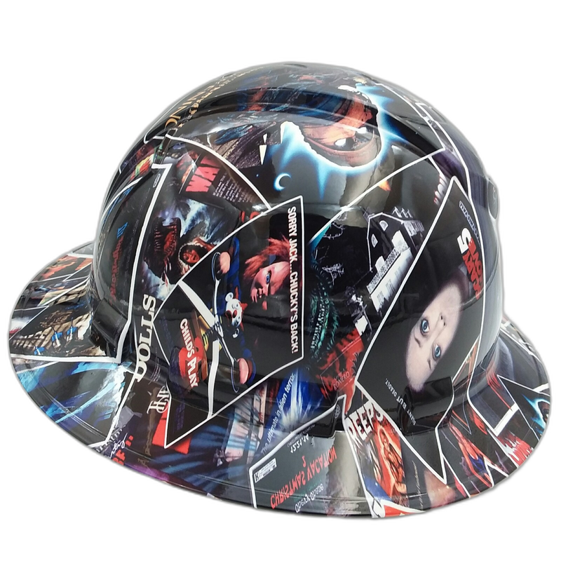 Horror Movie Poster Collage hard hat right side view