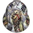 Full brim hard hat hydro-dipped in Blue Collar Dirty Hands Clean Money - Image 2