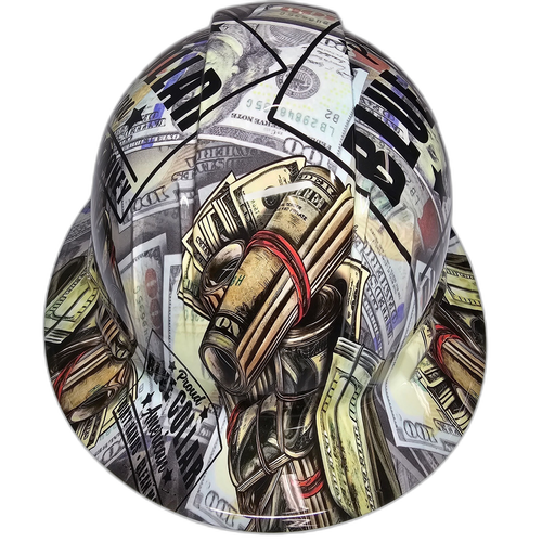 Full brim hard hat hydro-dipped in Blue Collar Dirty Hands Clean Money - Image 2
