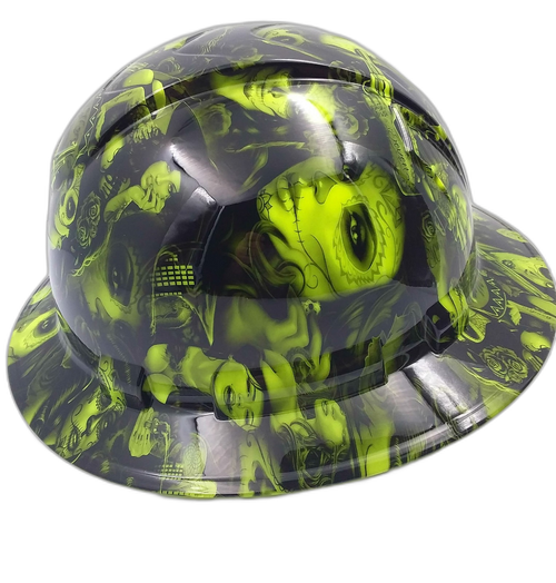 Full brim hard hat hydro-dipped , Green Tattoo Babes Bandito - Image 3