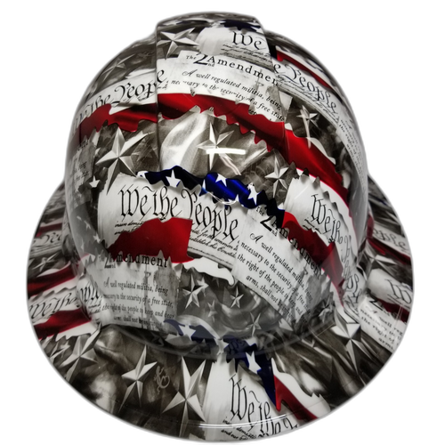 Full brim hard hat hydro-dipped in 2nd amendment we the people usa - Image 1