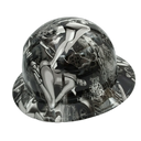 Biker Girl Art Custom Hydro Dipped Full Brim Hard Hat - Left Side View