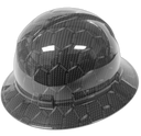 Hex Weave Carbon Fiber 3D Custom Hydro Dipped Full Brim Hard Hat - Back View