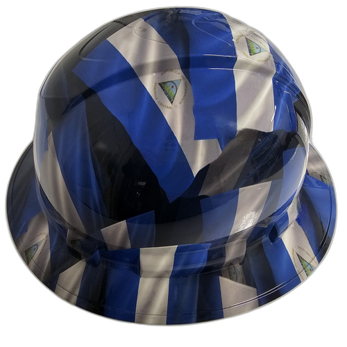 Full brim hard hat hydro-dipped in Nicaragua Country Flag 🚩 - Image 3