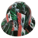 Mexican Flag Custom Hydro Dipped Full Brim Hard Hat - Back View