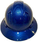Full brim hard hat hydro-dipped Electric Blue Big Weave Carbon Fiber - Image 4