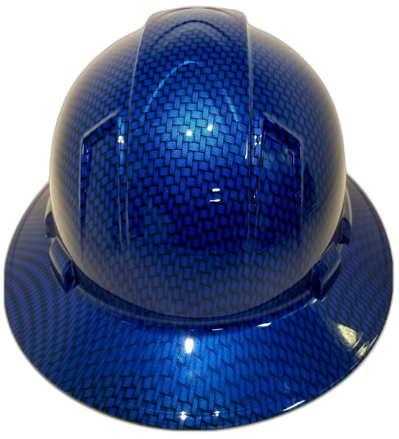 Electric Blue Carbon Fiber hard hat back view