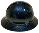 Deep Blue Candy Carbon Fiber Custom Hydro Dipped Full Brim Hard Hat - Left Side View