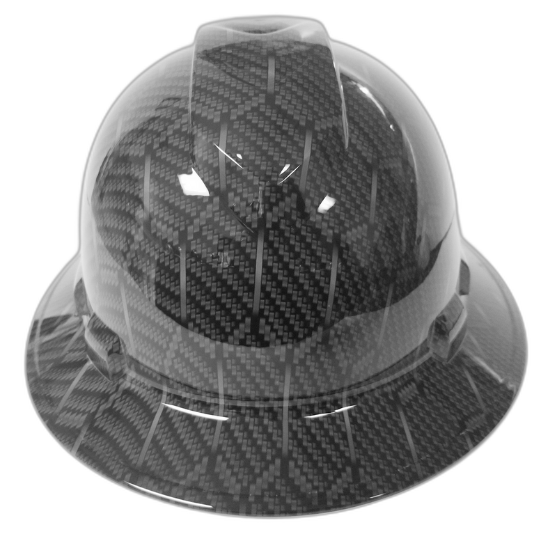 Black 3D Hex Carbon Fiber hard hat front view