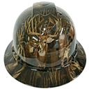 Big Buck Hunter Trophy Buck Custom Hydro Dipped Full Brim Hard Hat - Front View