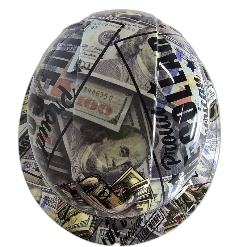 Blue Collar Proud American hard hat underside view