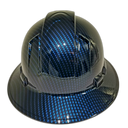 Deep Blue Candy Carbon Fiber Custom Hydro Dipped Full Brim Hard Hat - Right Side View