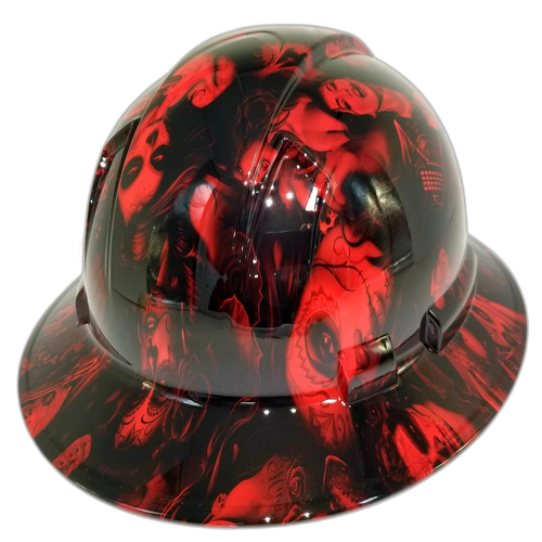 Full brim hard hat hydro-dipped, Candy Radioactive Red Bandito Girls - Image 3