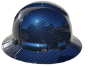 Deep Blue Candy Carbon Fiber Custom Hydro Dipped Full Brim Hard Hat - Detail Close-Up