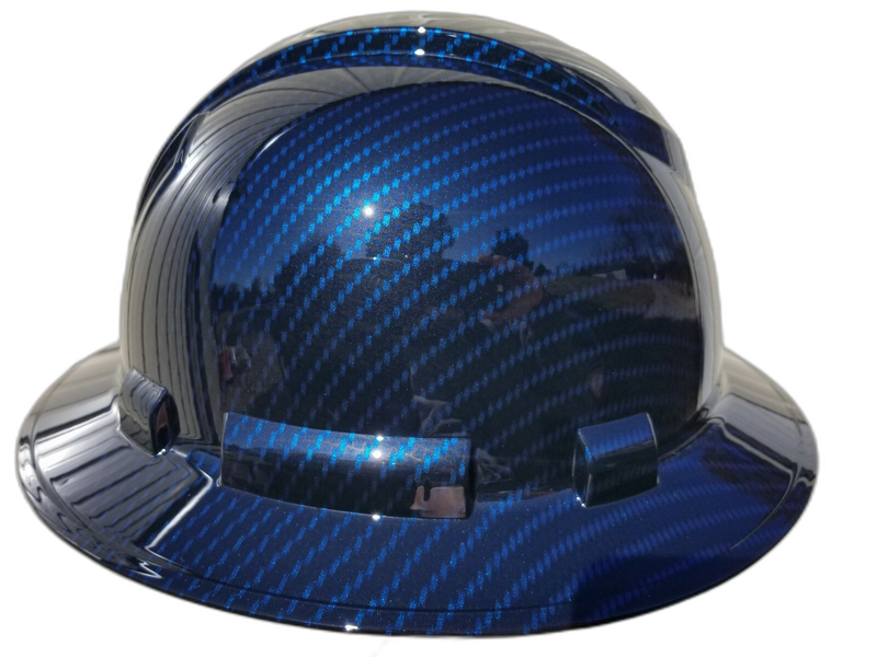 Deep Candy Blue Carbon Fiber hard hat detail close-up