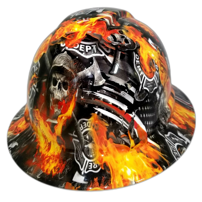 Firefighter Skull Maltese Cross hard hat top view