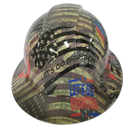 Red White Blue Patriot Custom Hydro Dipped Full Brim Hard Hat - Back View