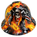 Thin Red Line of Courage Fireman Custom Hydro Dipped Full Brim Hard Hat - Front View