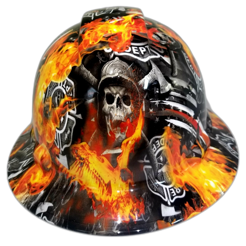 Full brim hard hat hydro-dipped thin red line of courage , fireman - Image 1