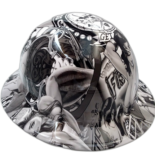 Full brim hard hat hydro-dipped , Sexy White Bad Bones - Image 2