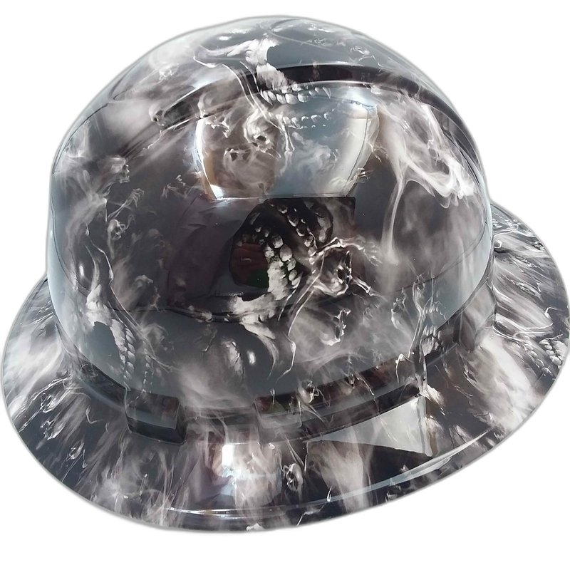 Smoky Skull Glowing Eyes Dark hard hat right side view