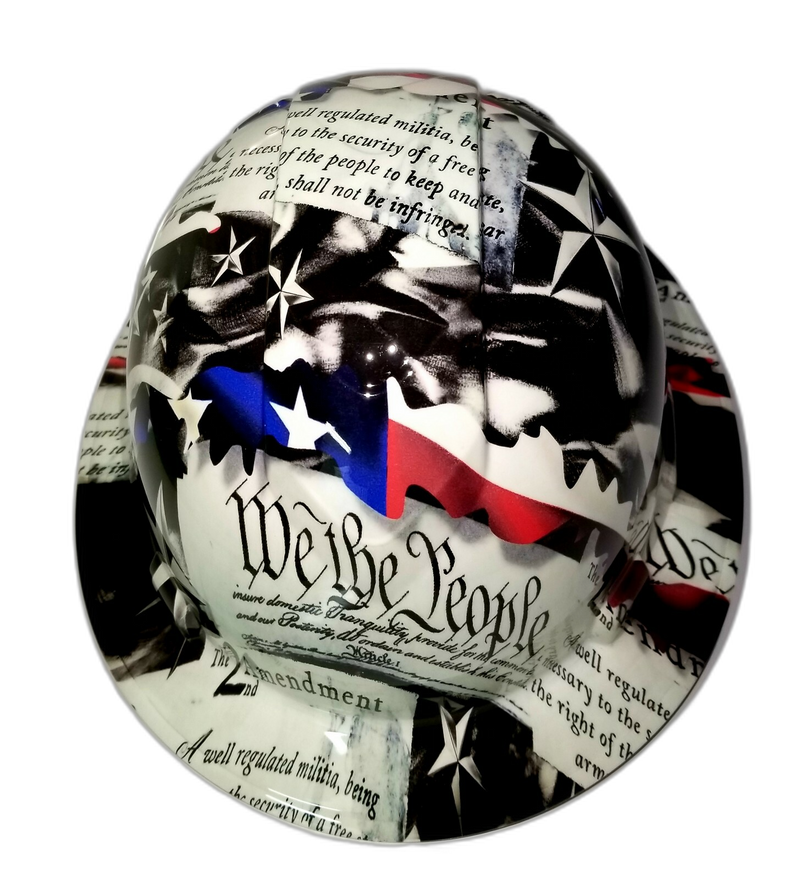 We The People 2A White Flag hard hat top view