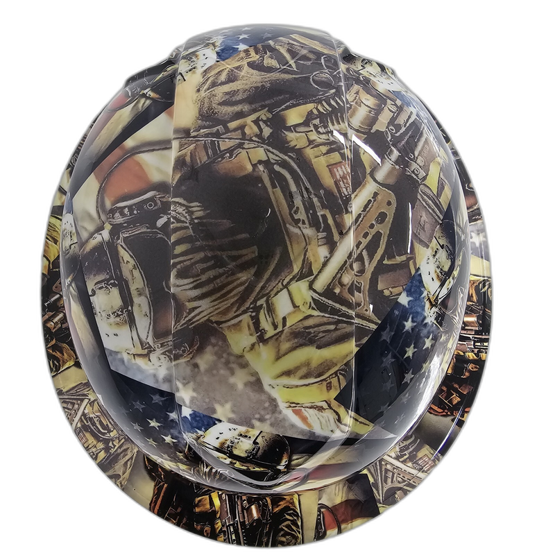 Military Soldier Patriot Flag hard hat top view